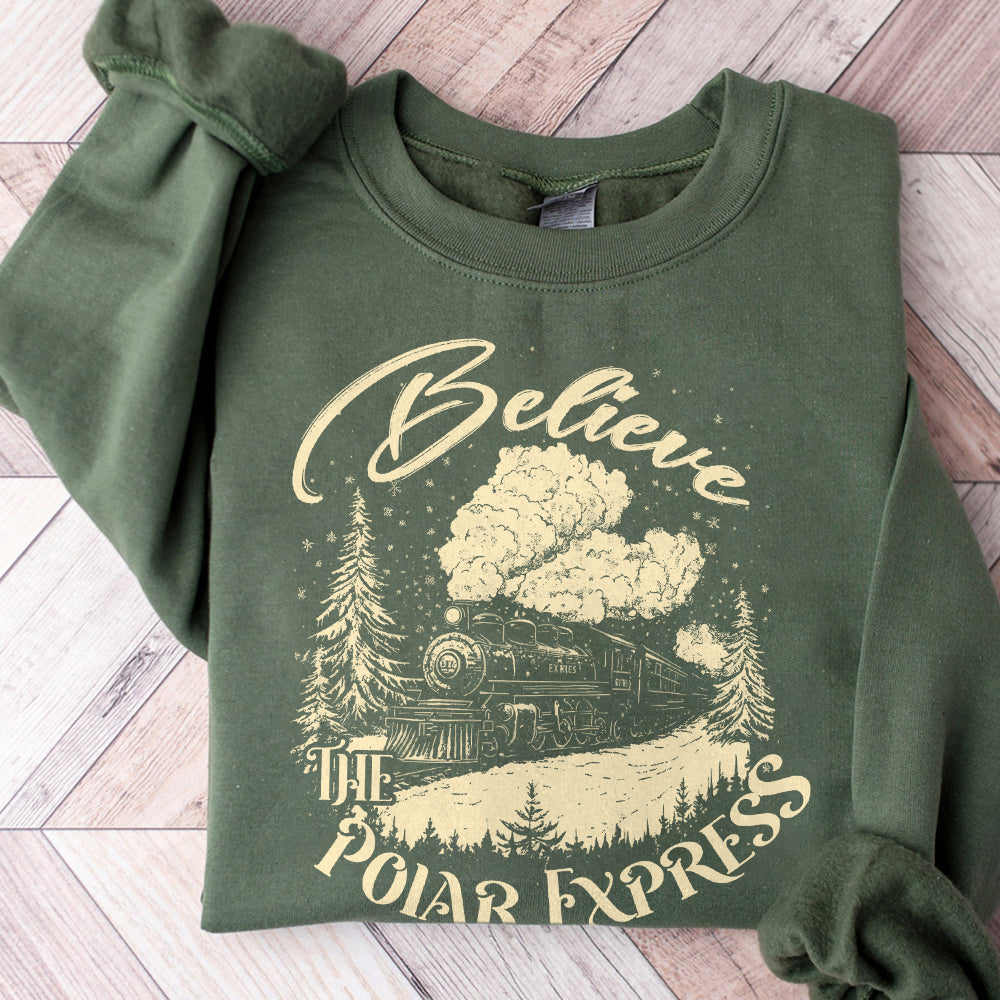 Believe The Polar Express Funny Christmas PNG Believe Christmas Jumper Png North Pole Magic Vintage Christmas Trendy Xmas Cute Png ORIGINAL S104