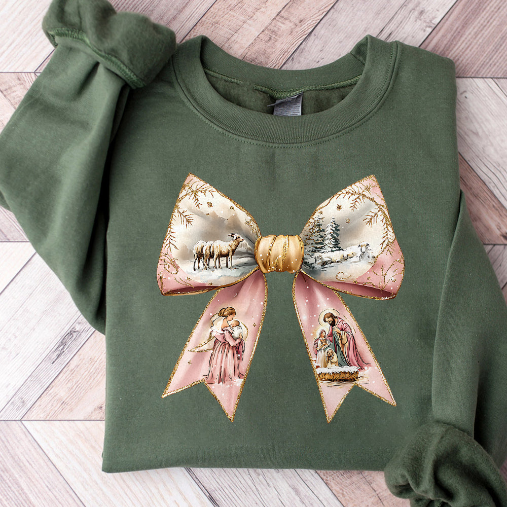 Jesus Christmas Coquette Bow Png, Christian Christmas Png, Nativity Scene Png, Pink Christmas Png, Baby Jesus Png, Bible Verse Png CAN