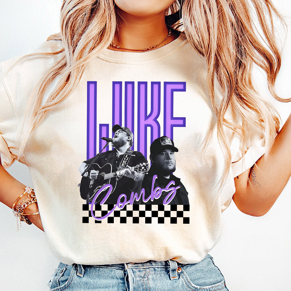Luke country neon checkered Shirt, trending county Shirt, combs Shirt, country music Shirt, combs shirt Shirt MS0410 02