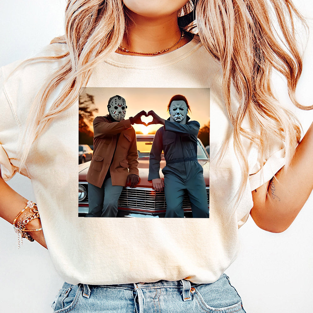 90s Horror Movie Shirt  Michael and Jason Heart Hands Shirt  Funny Halloween Shirt  Horror Movie Shirt  Halloween Gifts TM1510 01