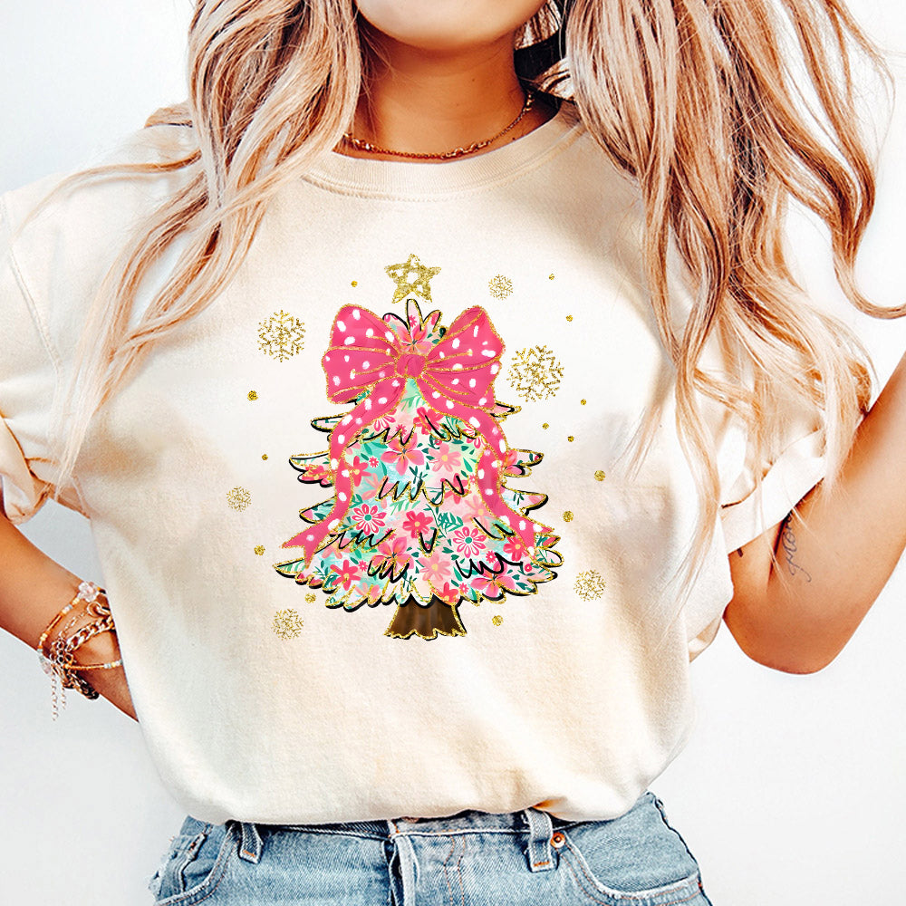 Pink floral christmas coquette png bundle, Pink Green brushstroke merry png, christmas png, christmas tree png, nutcracker png, Floral cross PNG1510 07 1 NPN