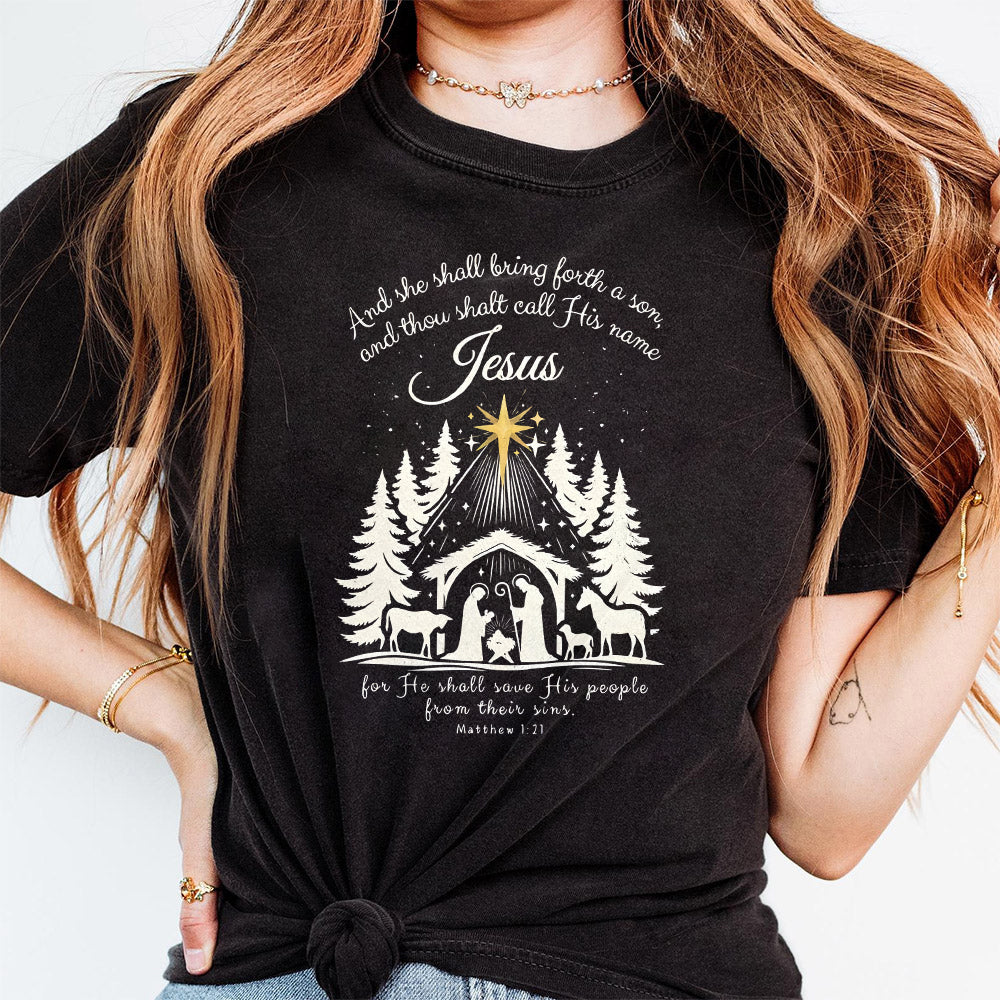 Jesus Christmas PNG, She Shall Bring Forth a Son PNG, O Come Let Us Adore Him, Nativity Scene PNG, Christian Christmas Png, Boho Jesus Png PNG0410 11 NPN