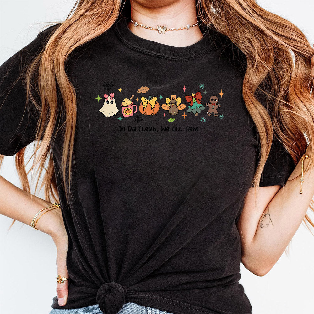 In Da Clerb We All Fam png, christmas png, Hallowthanksmas png, Thanksgiving png, christmas tree coquette png, Christmas we all fam, humor S192 SNA