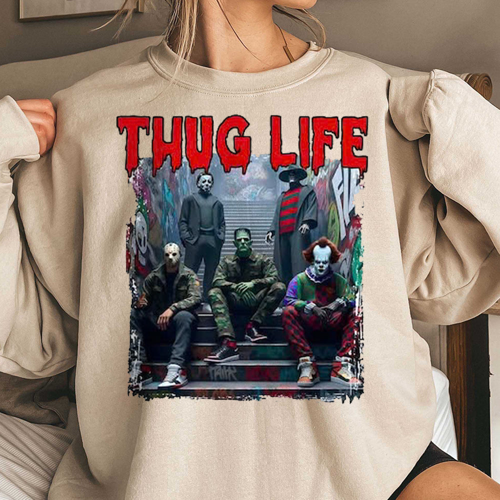 Thug Life Horror Movie Shirt, Friends Horror Characters Shirt, Horror Movie Killers Shirt, Scary Shirt, Halloween Shirt, Friend Horror Shirt  HW2008 02