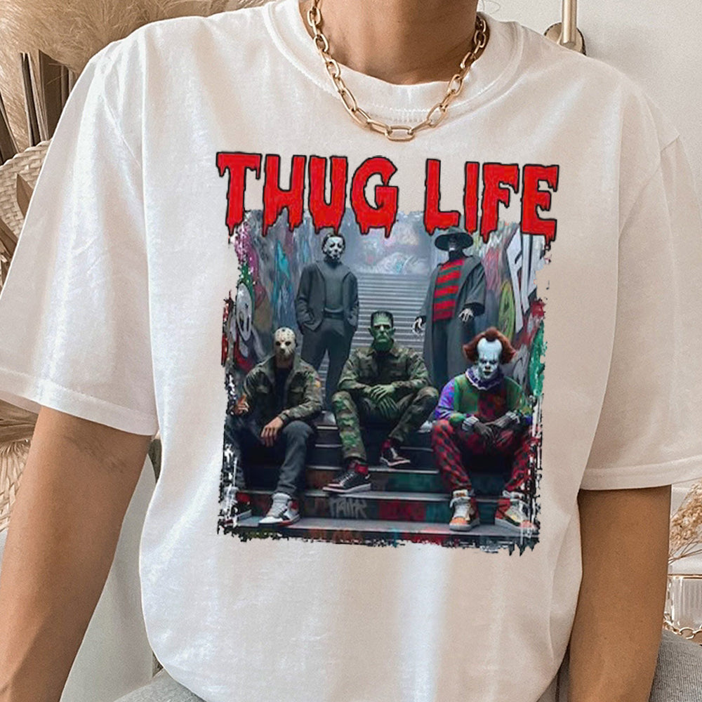 Thug Life Horror Movie Shirt, Friends Horror Characters Shirt, Horror Movie Killers Shirt, Scary Shirt, Halloween Shirt, Friend Horror Shirt  HW2008 02