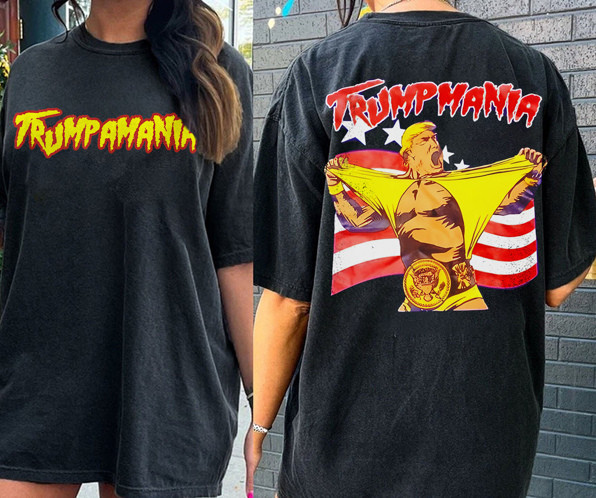 2 Side Hulk Hogan Real American 2024 Shirt, Trumpamania T-Shirt, Donald Trump Hulk Hogan Maga Shirt V2, Patriotic Shirt, USA Pride Tee