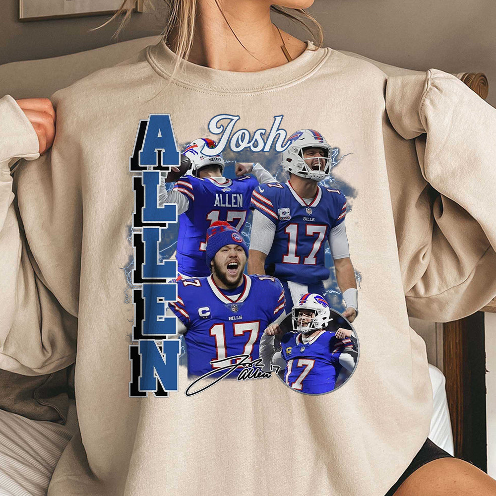 Vintage Josh Allen Shirt, Sweatshirt, Hoodie, Football shirt, Classic 90s Graphic Tee, Unisex, Vintage Bootleg, Oversized T-shirt JJJ