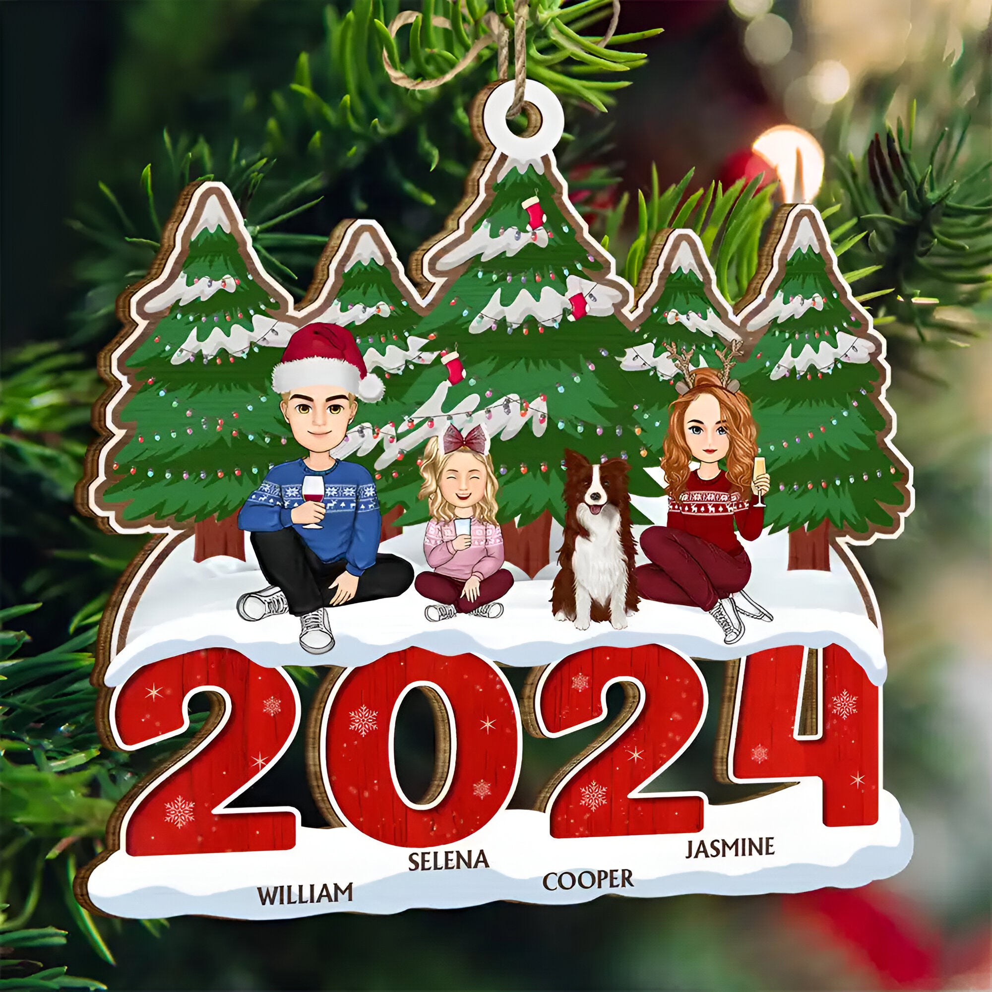 2024 Christmas Family A Whole Lot Of Love - Personalized Wooden Cutout Ornament ORN0210