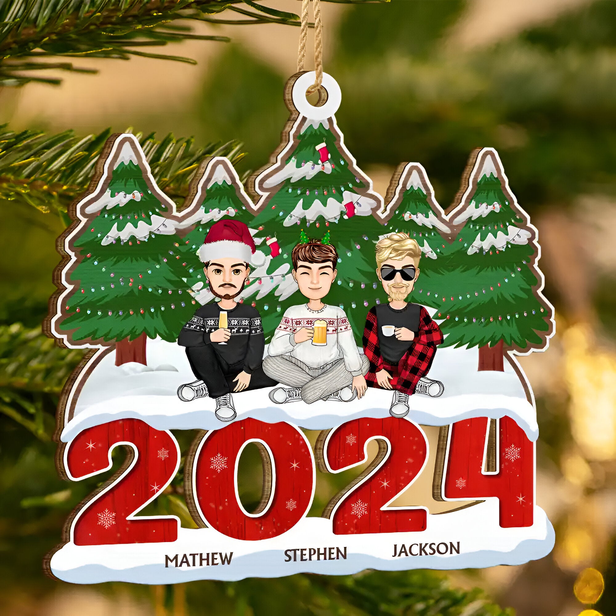 2024 Christmas Family A Whole Lot Of Love - Personalized Wooden Cutout Ornament ORN0210