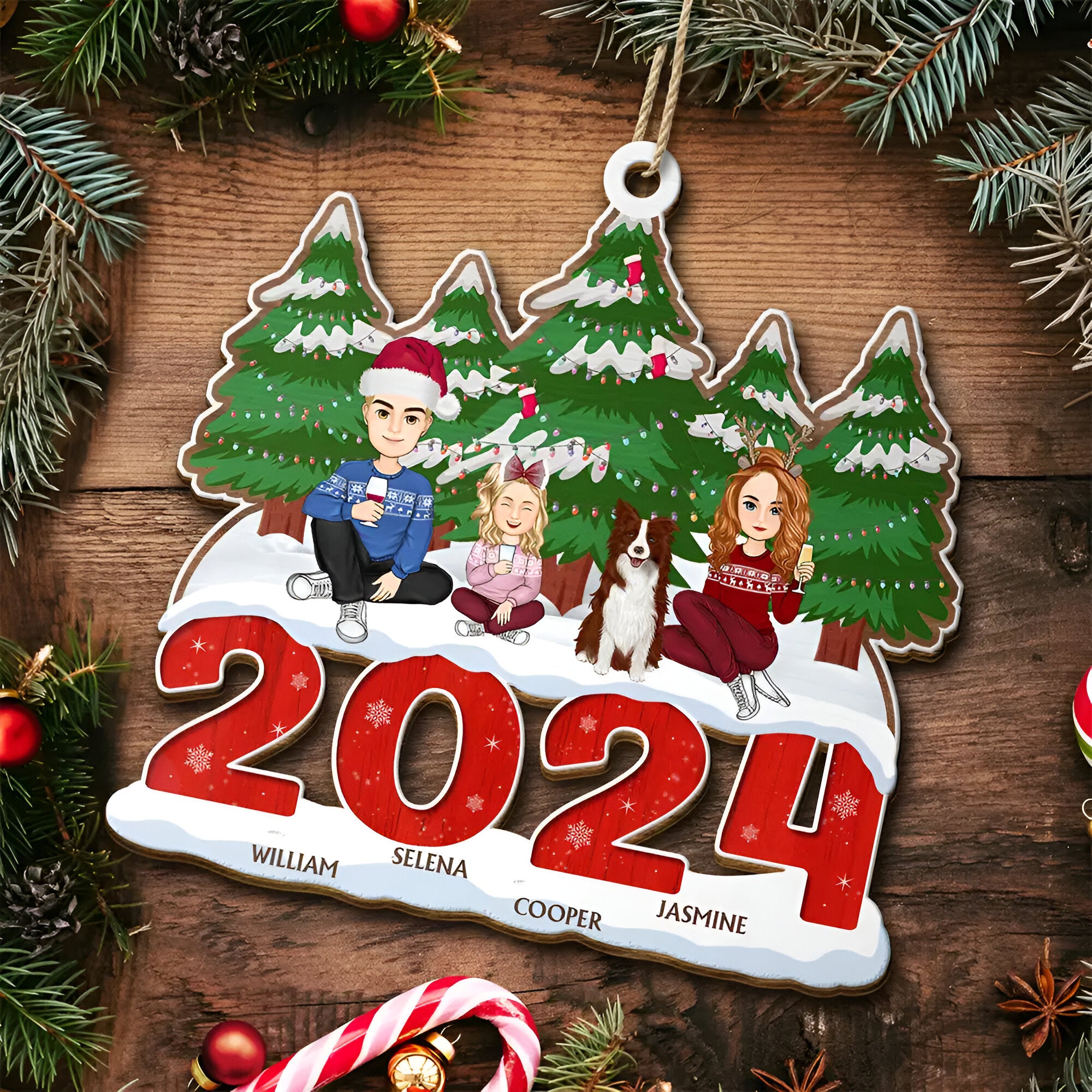 2024 Christmas Family A Whole Lot Of Love - Personalized Wooden Cutout Ornament ORN0210