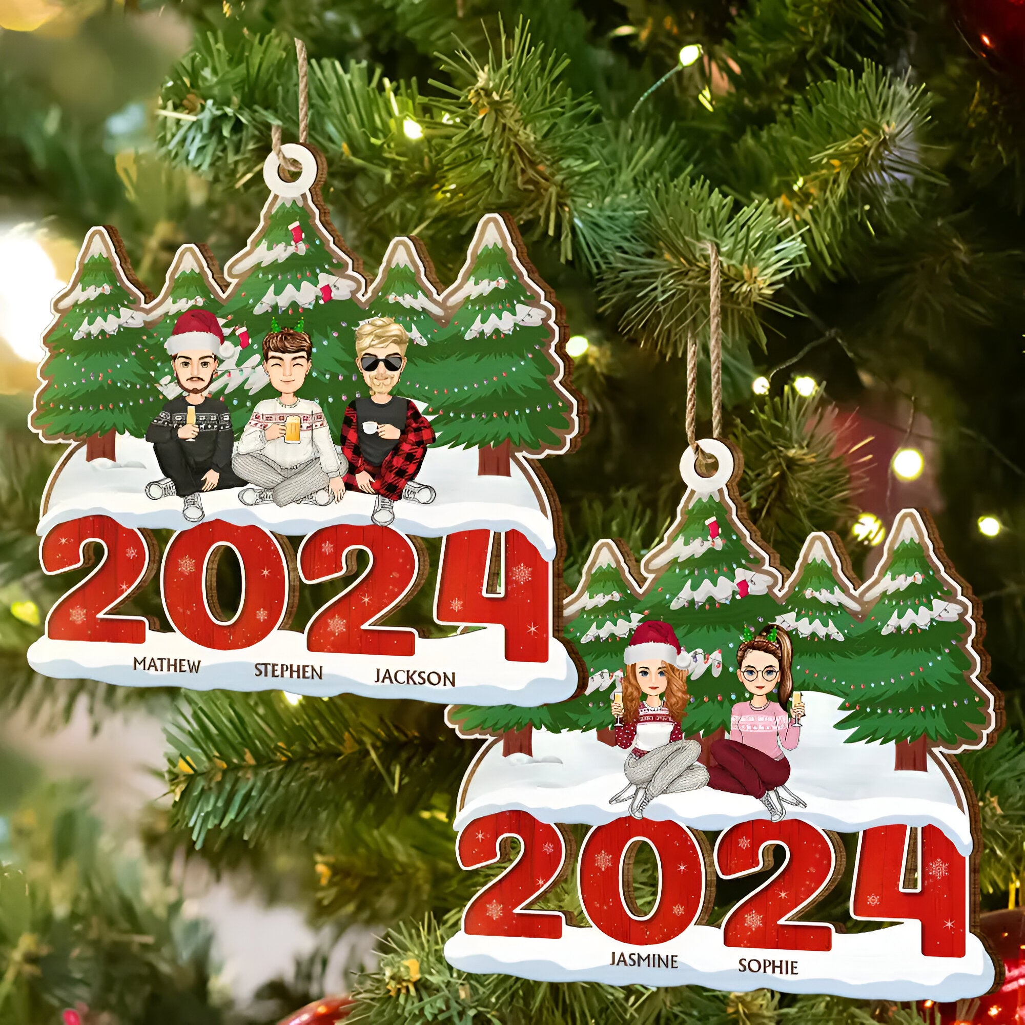 2024 Christmas Family A Whole Lot Of Love - Personalized Wooden Cutout Ornament ORN0210