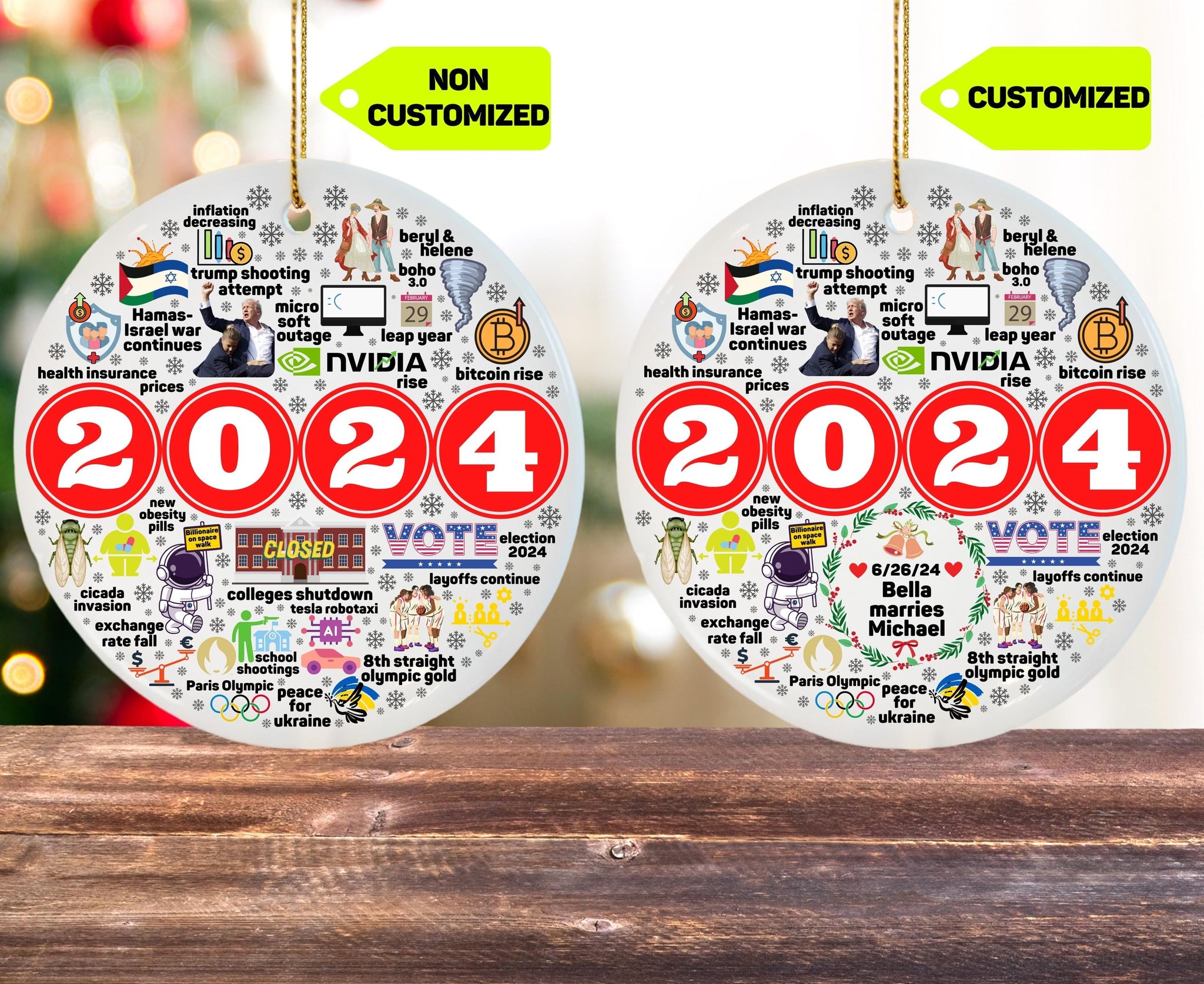 2024 Christmas ornament, 2024 ornament, 2024 Christmas ornaments, Christmas ornaments, 2024 ornaments, 2024 year in review ornament HAOR15