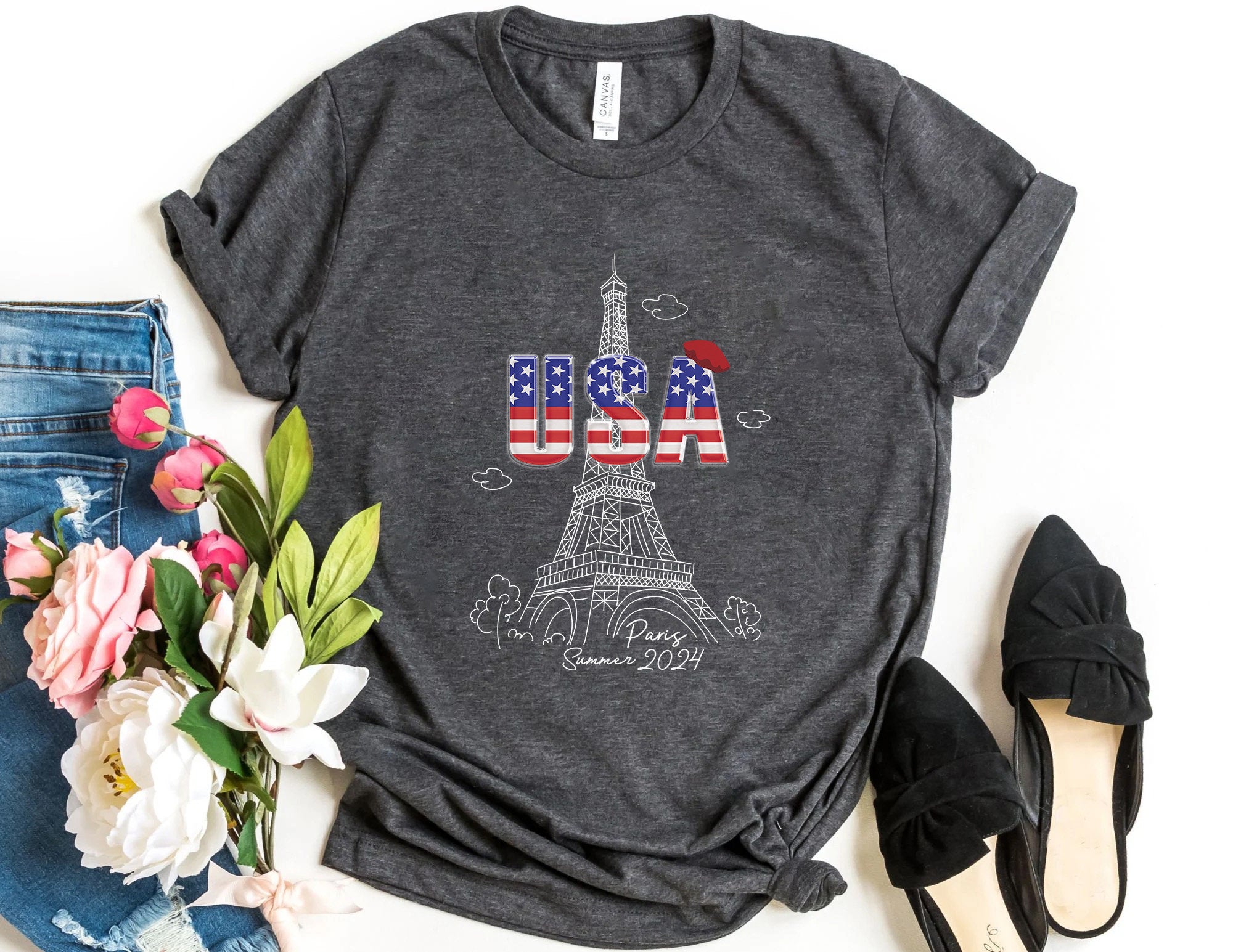 2024 Paris Shirt, USA Eiffel Tower T-Shirt, USA 2024 T-Shirt, USA Team Shirt, Paris France Shirt, Paris Games Shirt, Unisex T-Shirt TD3107 01