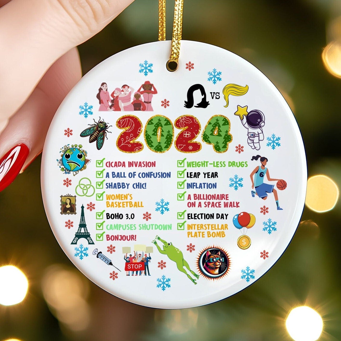 2024 Year In Review Christmas Ornament, Major Events Ornament 2024, Commemorative 2024, Year To Remember Ornament, Christmas Ornament HAOR15