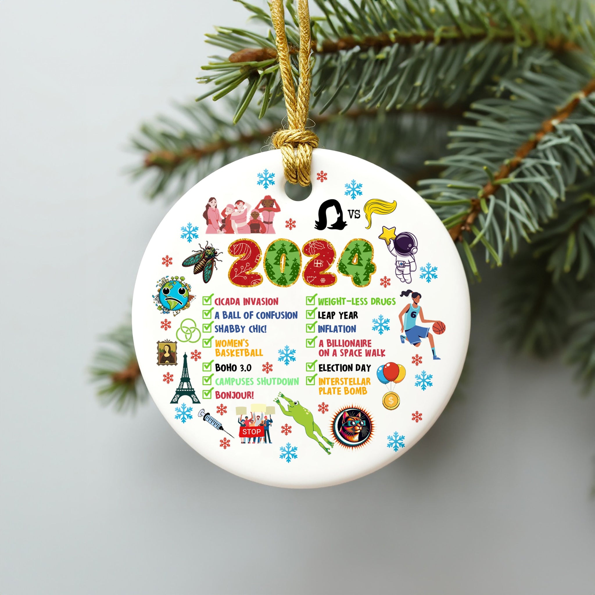 2024 Year In Review Christmas Ornament, Major Events Ornament 2024, Commemorative 2024, Year To Remember Ornament, Christmas Ornament HAOR15