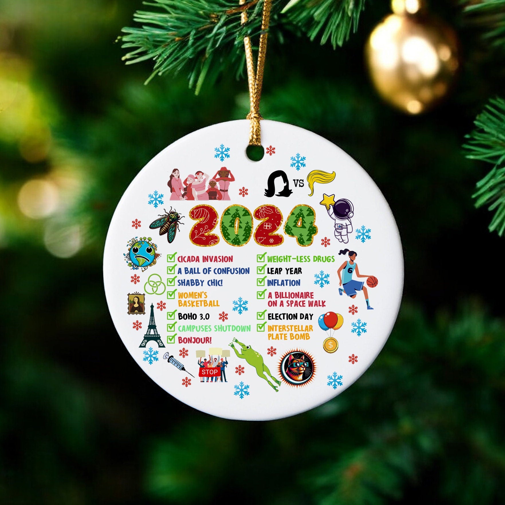 2024 Year In Review Christmas Ornament, Major Events Ornament 2024, Commemorative 2024, Year To Remember Ornament, Christmas Ornament HAOR15