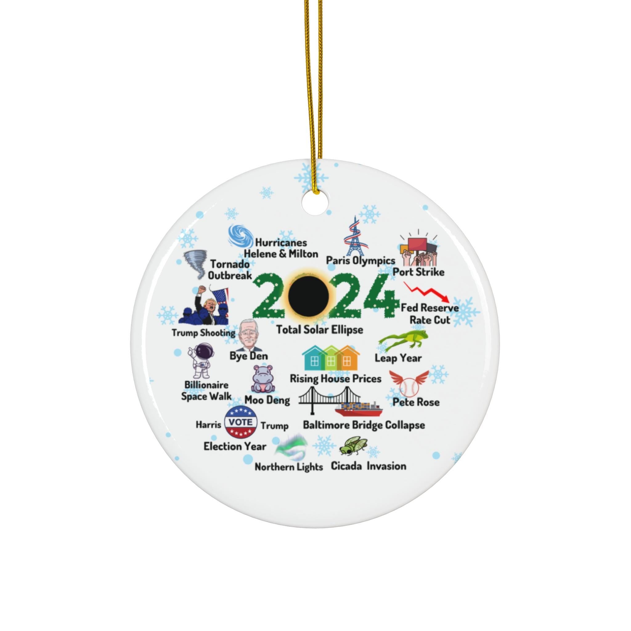 2024 Year in Review Ornament, 2024 Year in Review Christmas Ornaments, 2024 Events Ornament, Notable events 2024 Christmas Ornament HAOR15