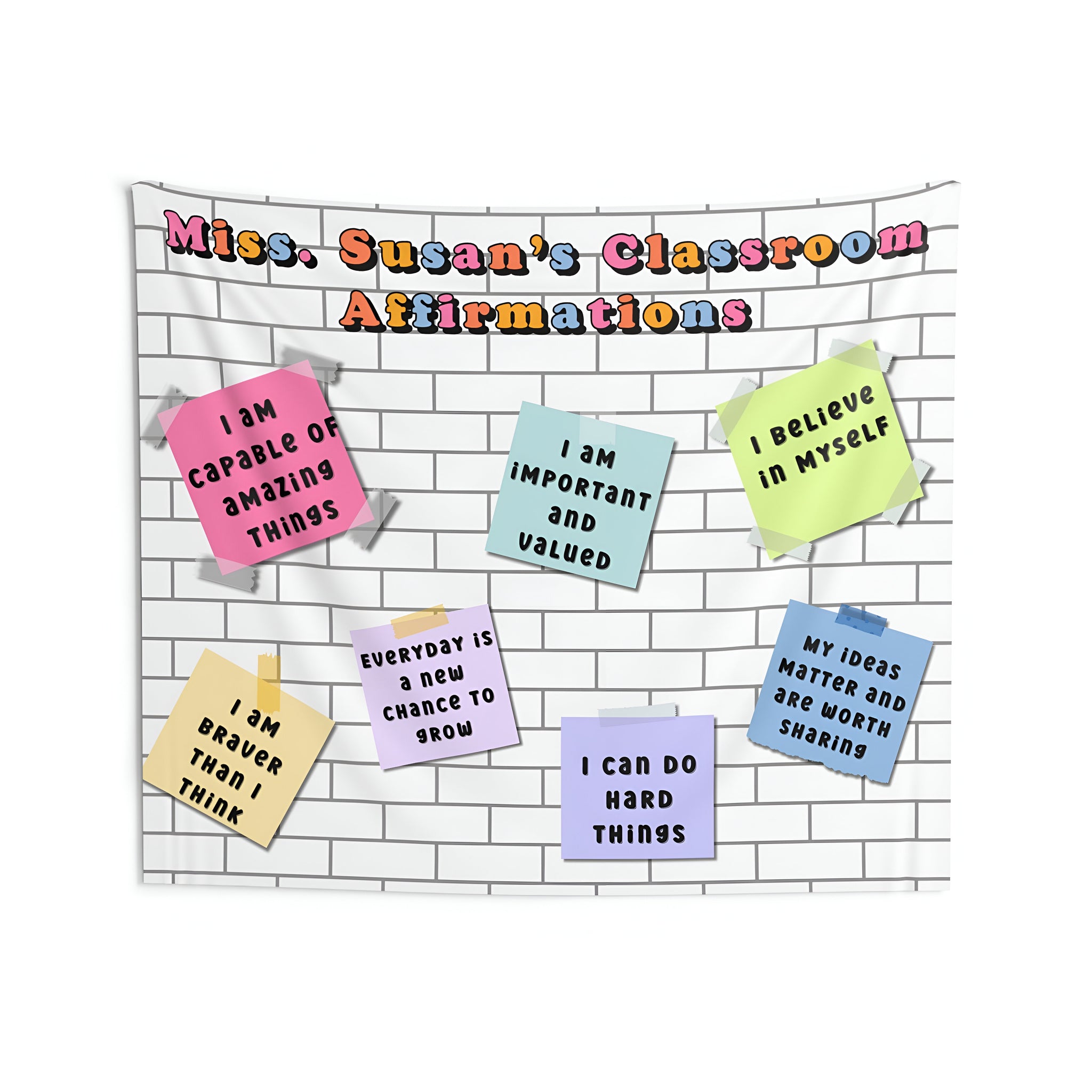 Personalized Classroom Tapestry, Class Positive Affirmations Decor, Retro classroom decor, Teacher wall art, Classroom welcome sign Tapes