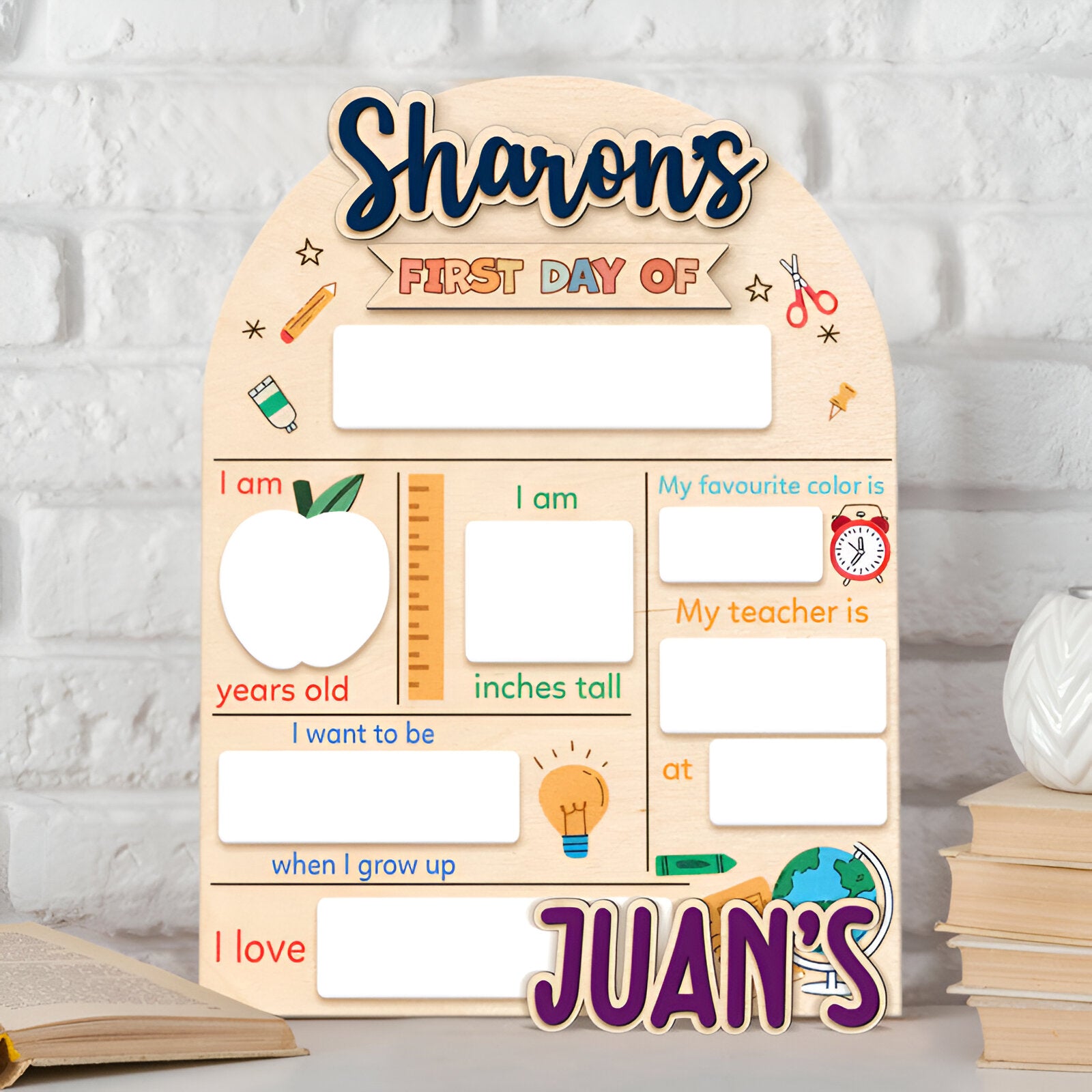 First Day Of School Custom Name, Personalized Wooden Reusable School Sign, Back To School Board, Gift For Kids scsign1