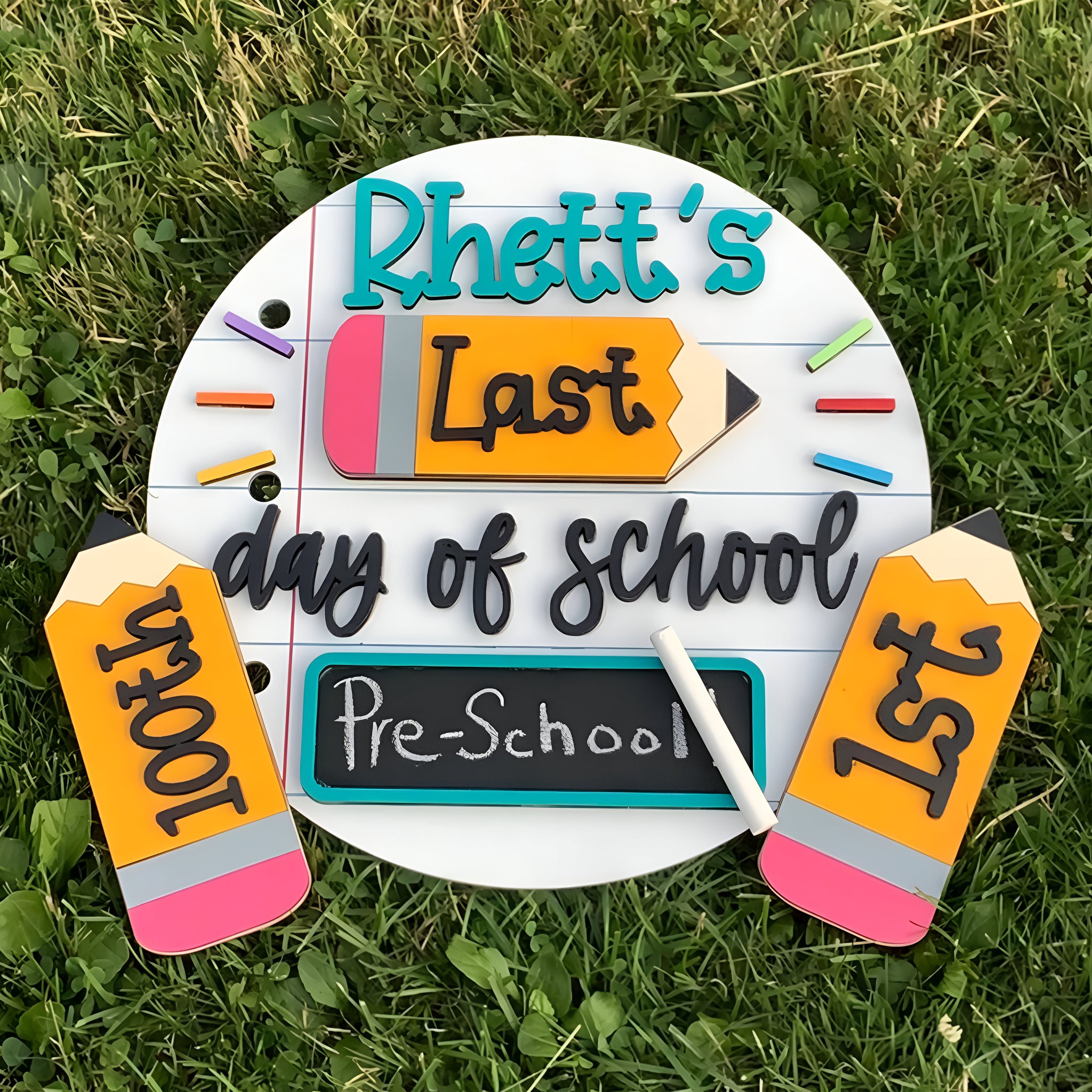 Custom Handwriting Blank Chalkboard Last Day of School Sign With Kid's Name Back To School Sign Keepsake Gift Scsign