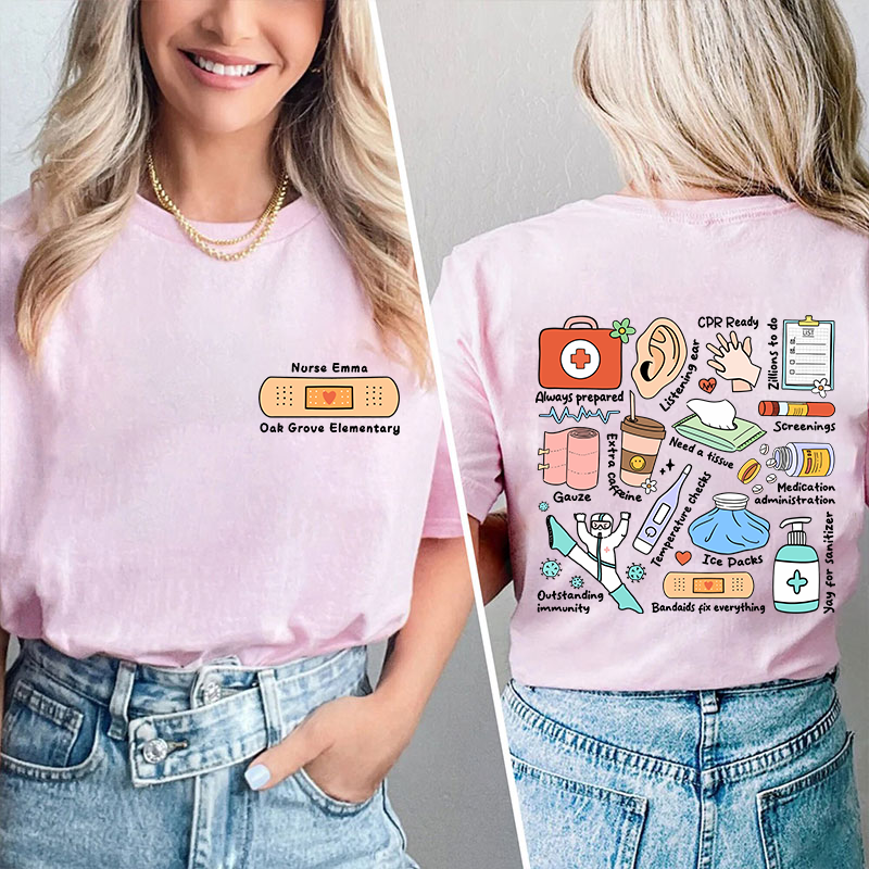 Personalized School Nurse Two Sided T-Shirt 2MAT88