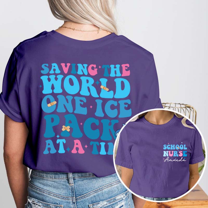 Personalized Saving The World One Ice Pack At A Time Teacher Two Sided T-Shirt 2MAT88