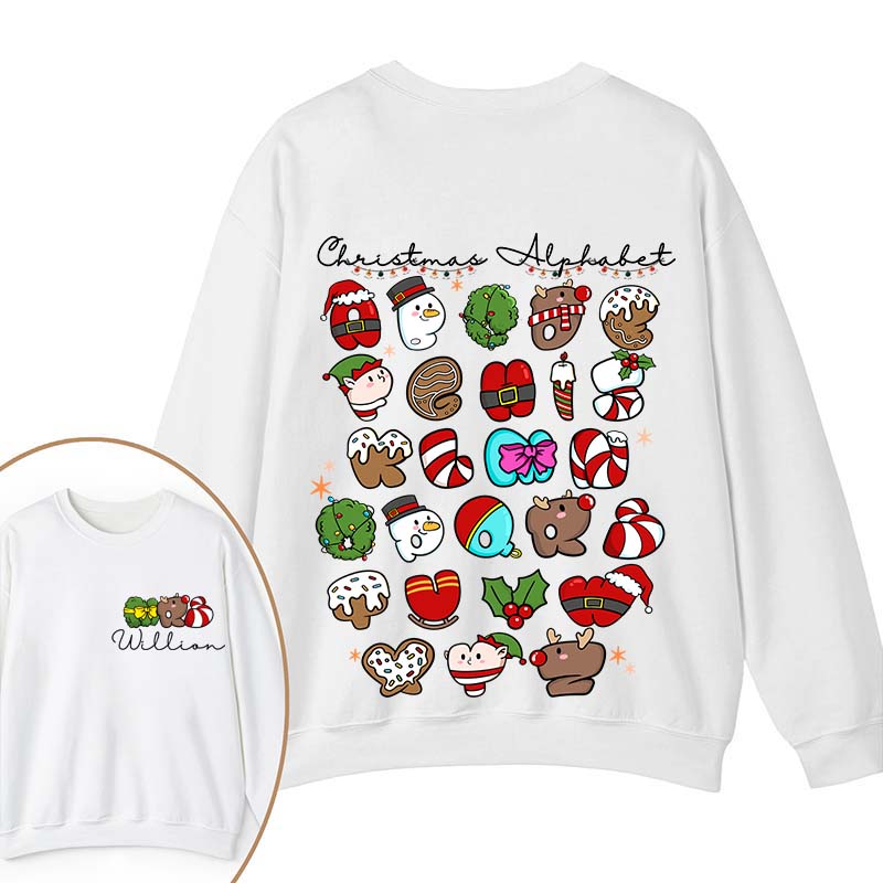 Personalized Christmas Alphabet Teacher Two Sided Sweatshirt 2MAT88