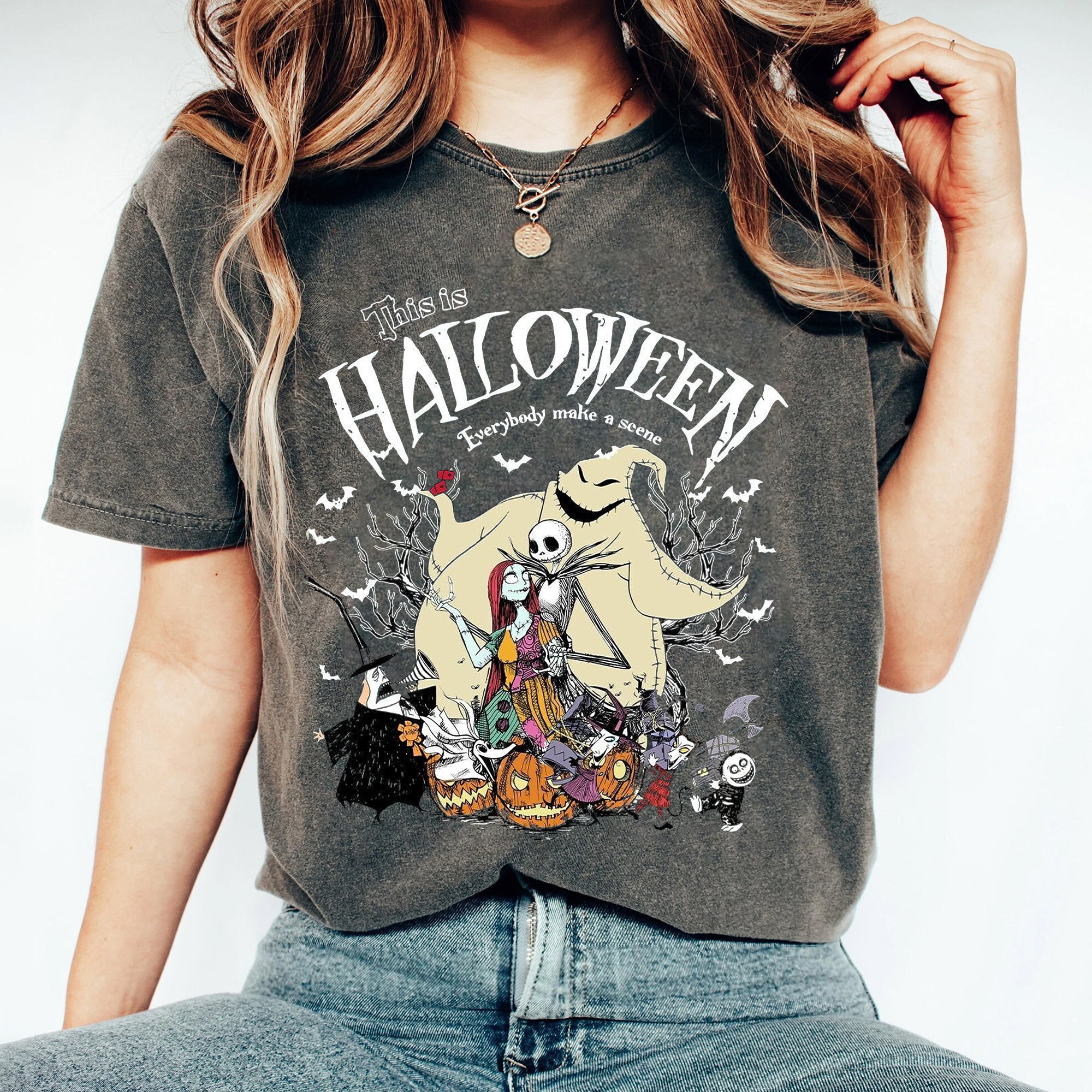 Vintage The Nightmare Before Christmas T-shirt, Jack Skellington Sally Oogie Boogie Tee, Disneyland Halloween shirt, This is Halloween Tee EEE