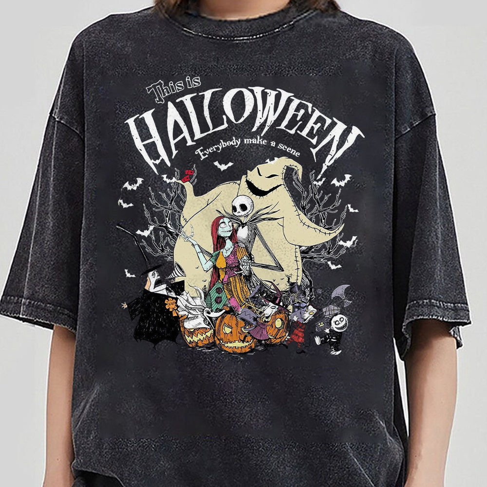 Vintage The Nightmare Before Christmas T-shirt, Jack Skellington Sally Oogie Boogie Tee, Disneyland Halloween shirt, This is Halloween Tee EEE