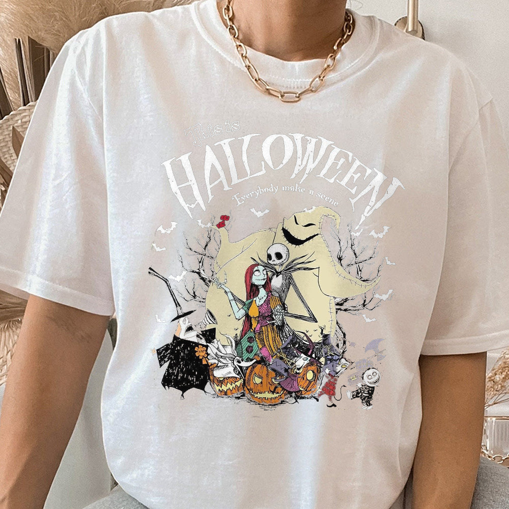 Vintage The Nightmare Before Christmas T-shirt, Jack Skellington Sally Oogie Boogie Tee, Disneyland Halloween shirt, This is Halloween Tee EEE