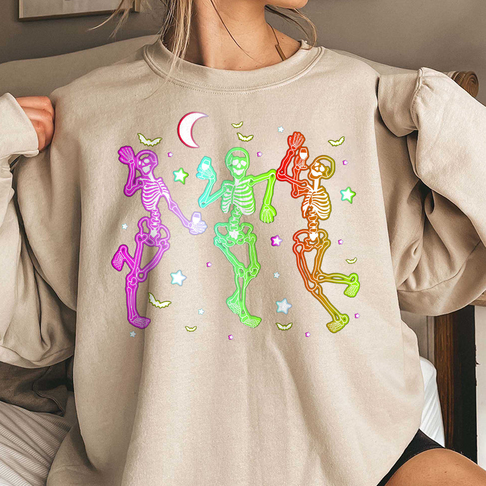 Halloween Dancing Skeleton Neon Shirt, Skull Halloween Shirt, Halloween Shirt, Skeleton Shirt, Spooky Season Shirt,  Shirt CCC
