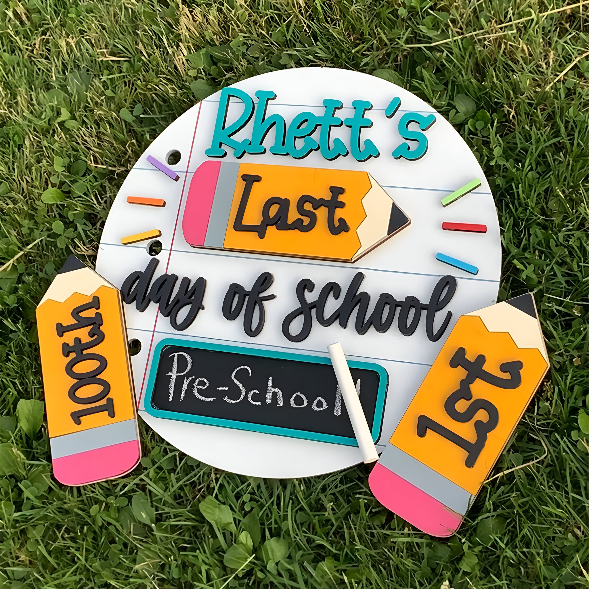 Custom Handwriting Blank Chalkboard Last Day of School Sign With Kid's Name Back To School Sign Keepsake Gift Scsign