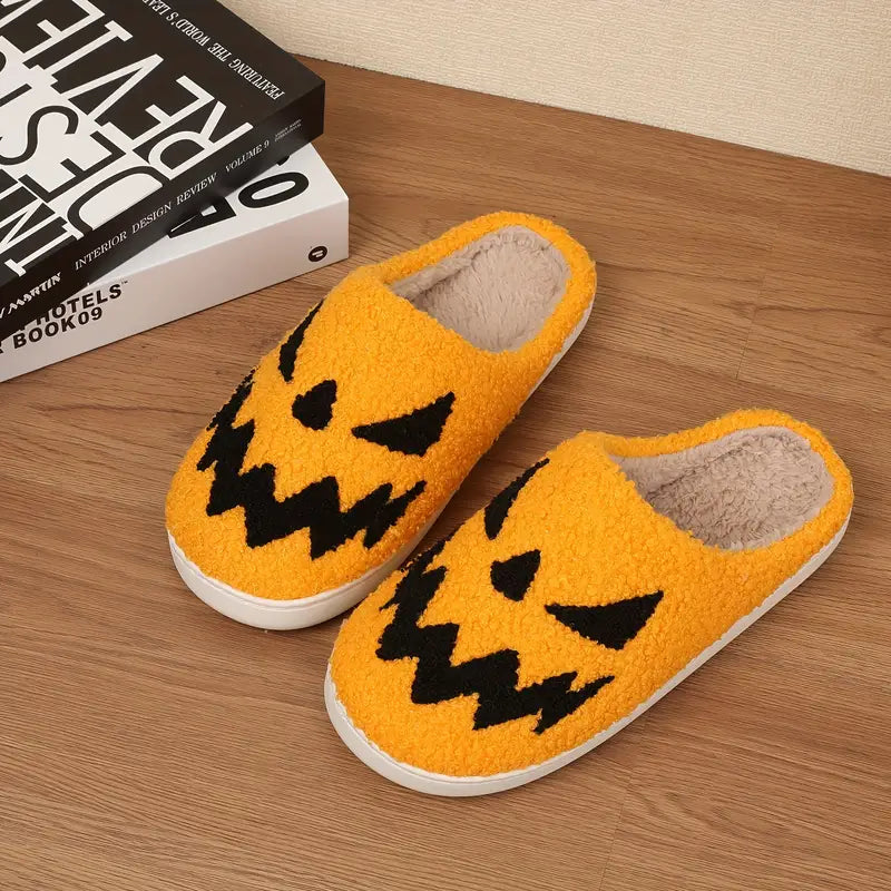 Ghost Face Fuzzy Slippers, Funny Closed Toe Plush Lined House Shoes, Winter Warm Home Slippers SL0808 27
