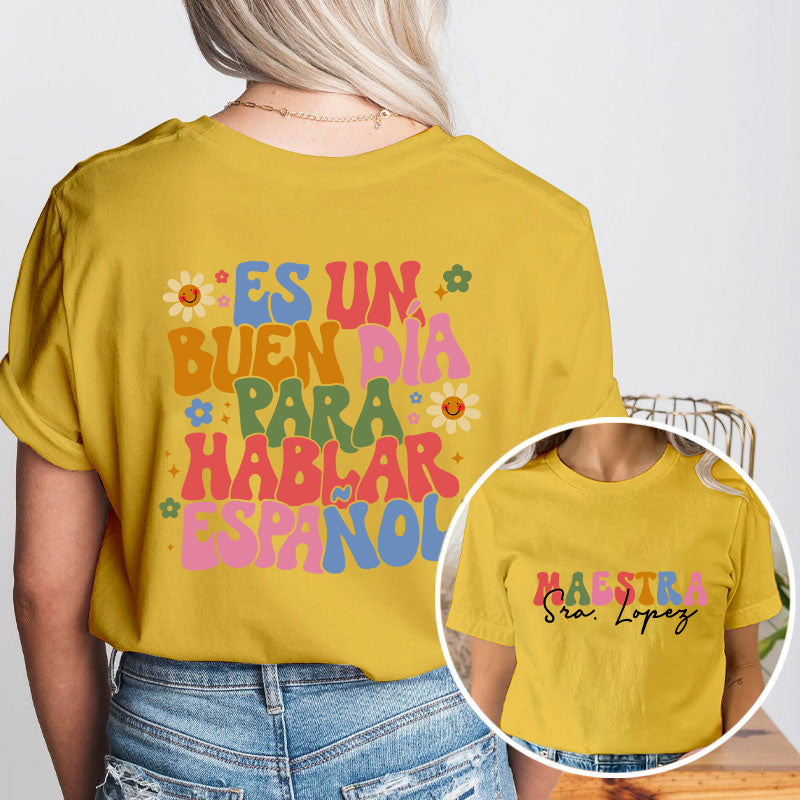 Personalized Latina Bilingual Teacher Two Sided T-Shirt 2MAT88