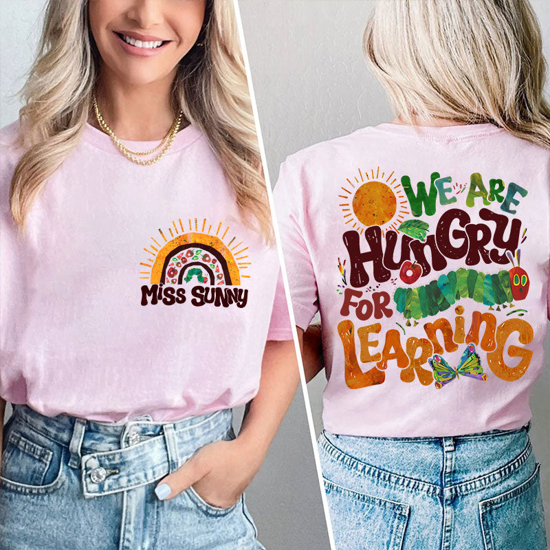 Personalized Retro Dot Neon Lights Grade And Name Teacher Two Sided T-Shirt 2MAT68