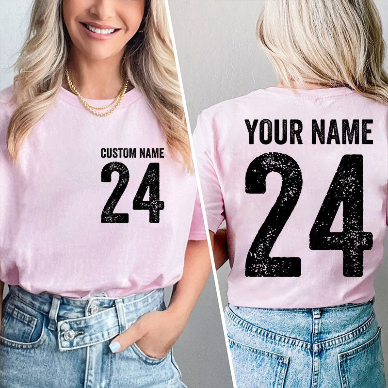 Personalized Name And Back Number Teacher Two Sided T-Shirt 2MAT88