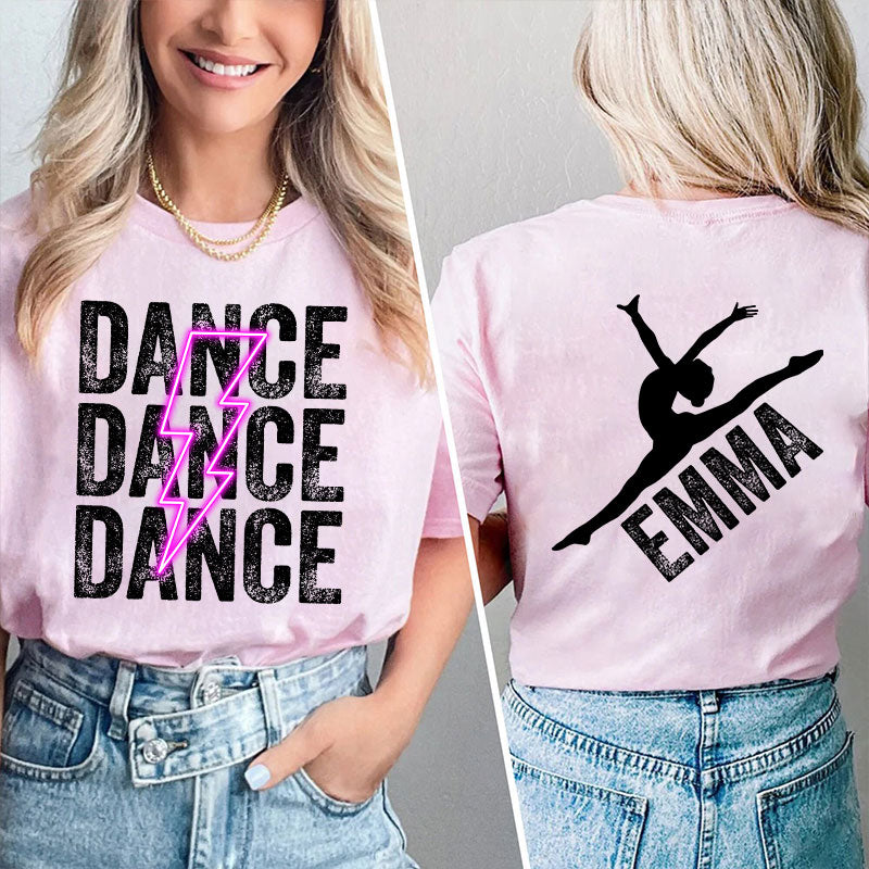 Personalized Pink Lighting Dance Teacher Two Sided T-Shirt 2MAT88