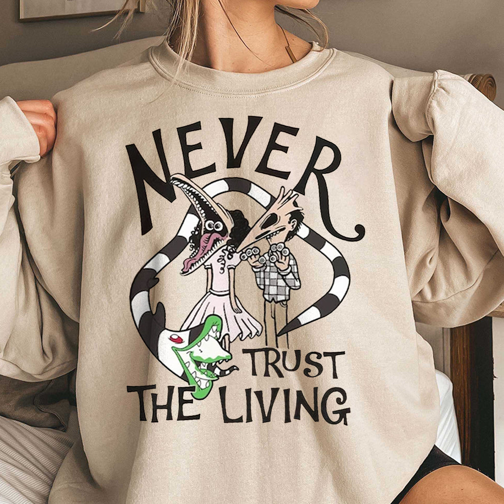 Never Trust The Living Shirt, Black And White Snake Shirt, Horror Snake Shirt, Funy Hallowen Shirt, Spooky Season Shirt  DDD