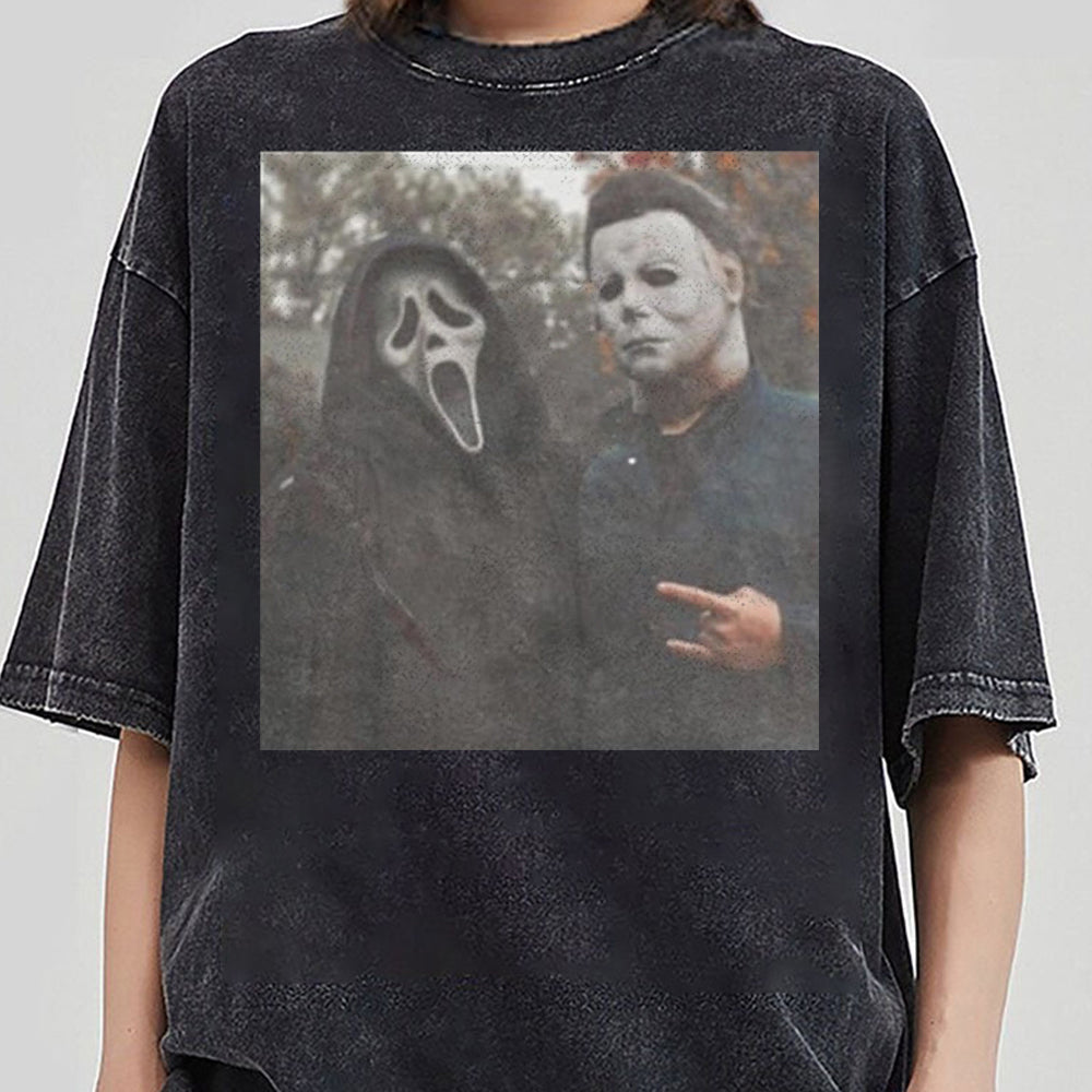 Vintage 90s Halloween Ghostface Heart Hands , Scary Movies Tee, Funny Ghost Face T-Shirt, Horror Killer Characters Club Shirt  EEE