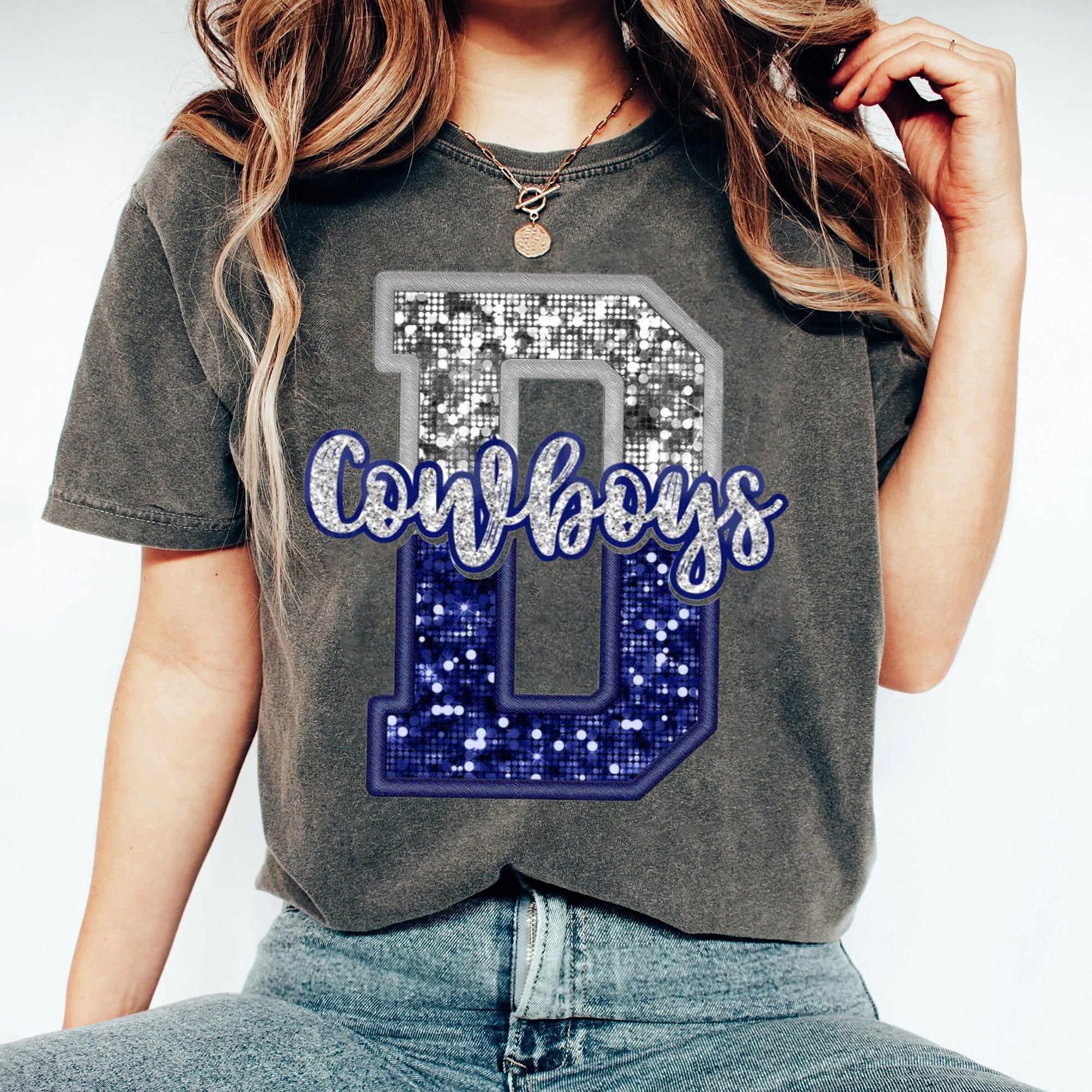 Dallas Cowboys Inspired TShirt, Faux Sequence D Cowboys Tee, team Spirit Tshirt DDD