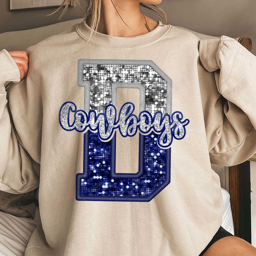 Dallas Cowboys Inspired TShirt, Faux Sequence D Cowboys Tee, team Spirit Tshirt DDD
