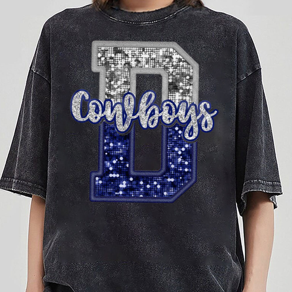Dallas Cowboys Inspired TShirt, Faux Sequence D Cowboys Tee, team Spirit Tshirt DDD