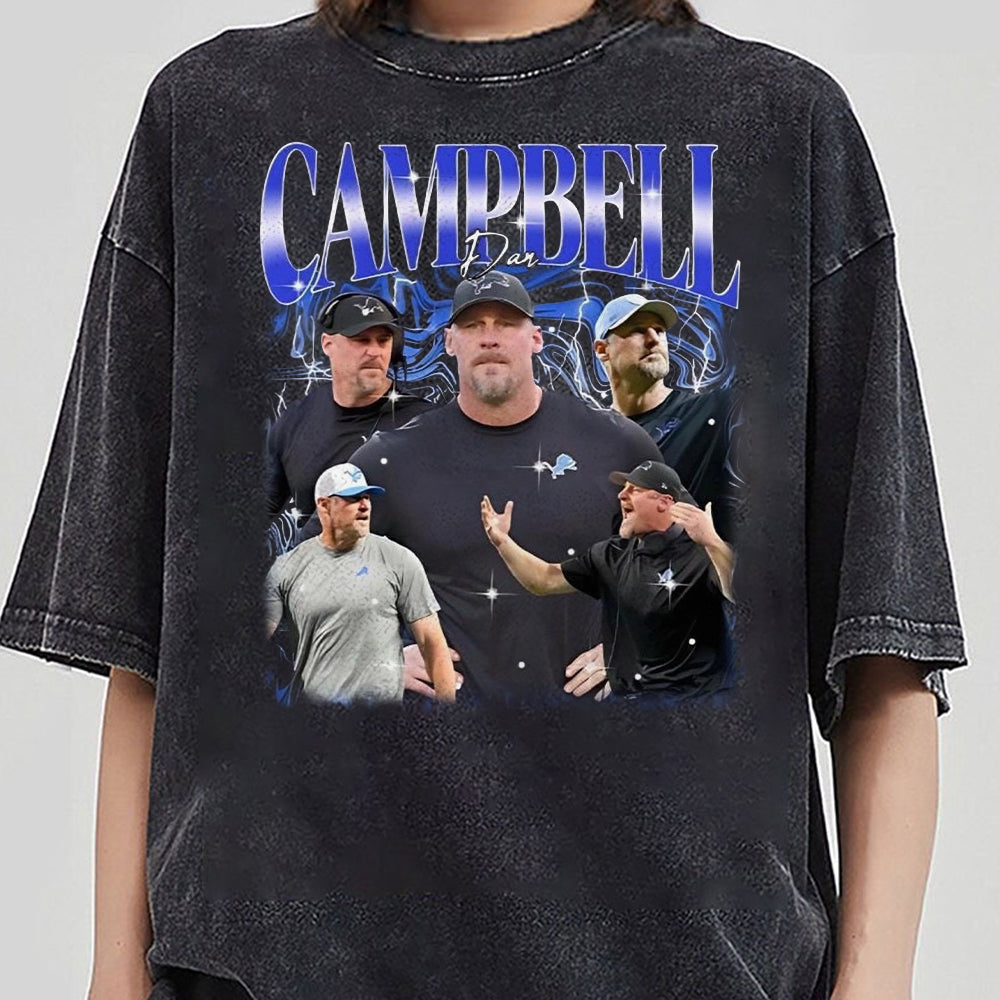 Detroit Lions Dan Campbell Retro 90s Style Shirt  Detroit Lions Football Hoodie CCC