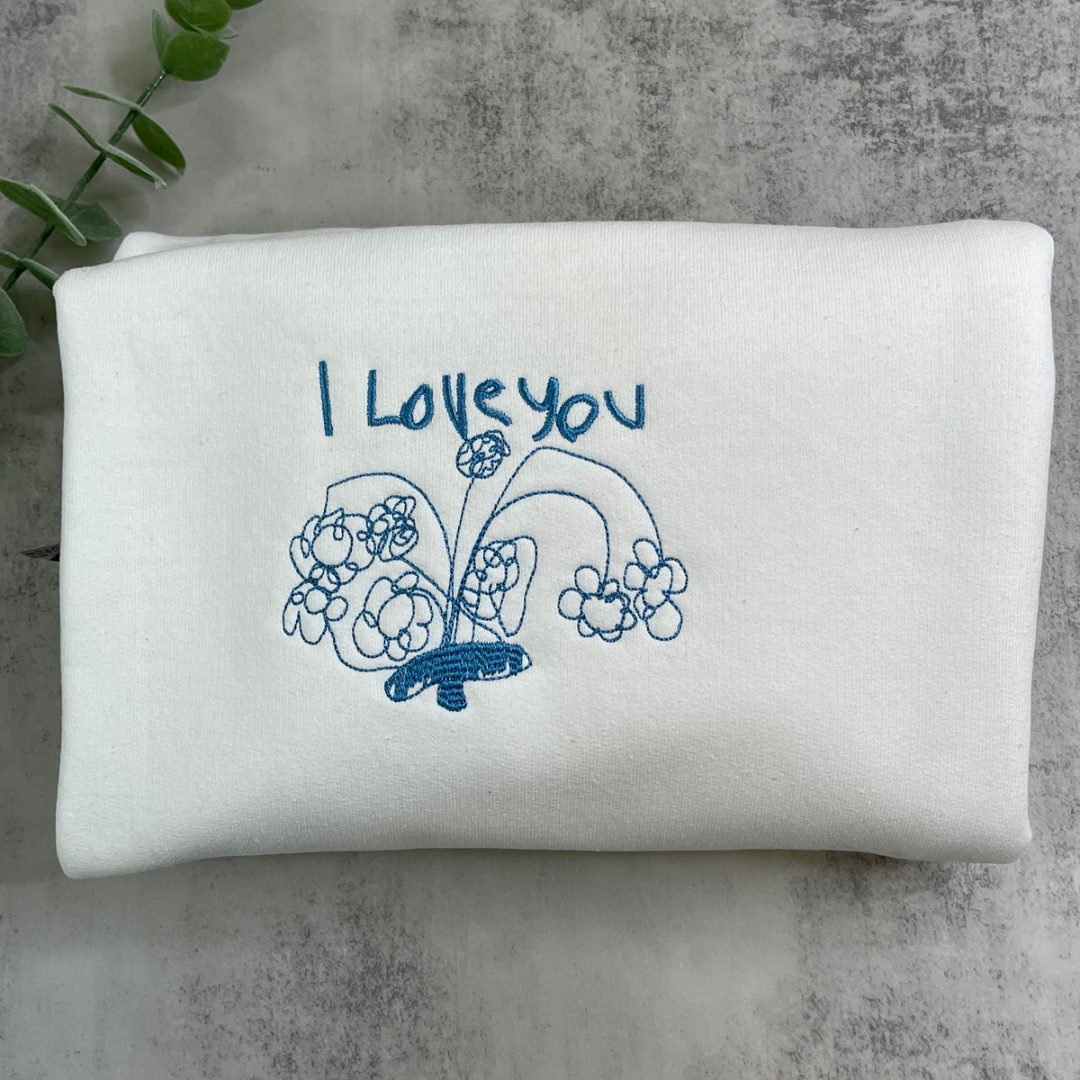 Embroidered gifts for Mom Grandmother, Children's Drawing Art Work Embroidered Sweatshirt, Hoodie em3