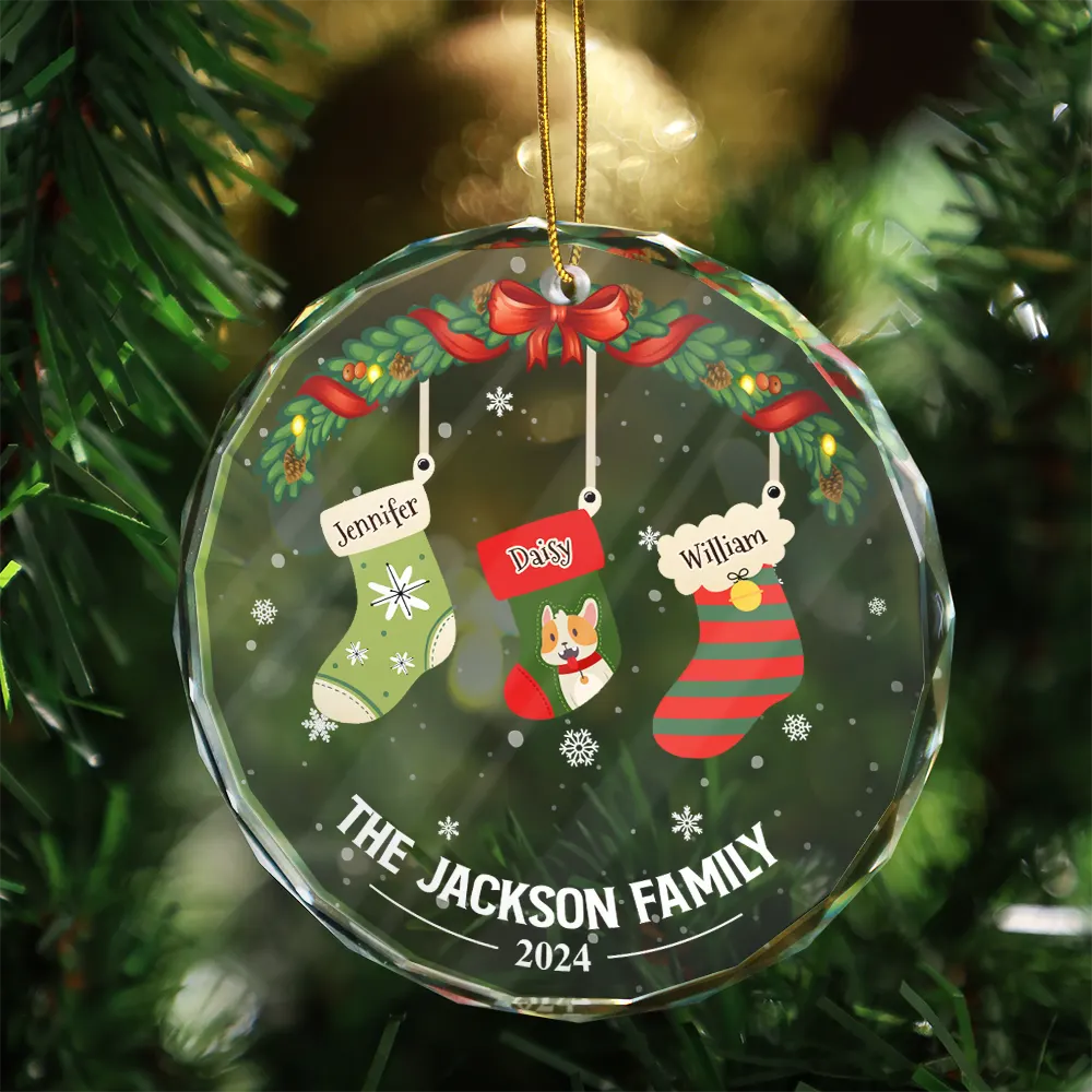 Family Stockings - Personalized Circle Glass Ornament ORNA1210