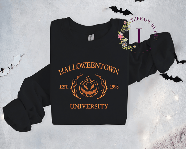 Halloweentown University Embroidered Sweatshirt , Cozy & Spooky Vibes EM1709S