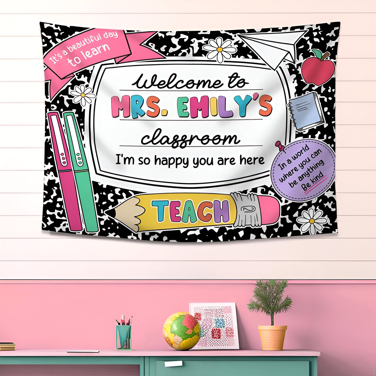 Personalized Welcome To This Class I'm So Happy You Are Here Teacher Classroom Tapestry Tapes
