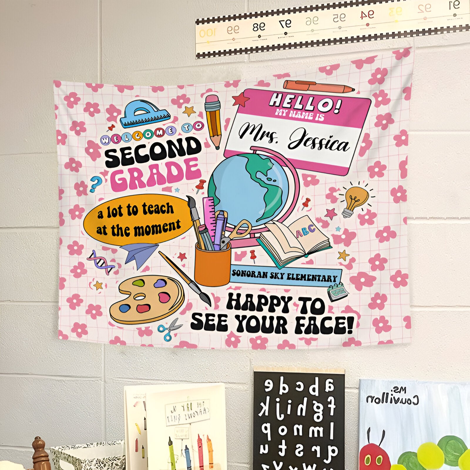 Personalized Welcom To My Class Happy To See Your Face Teacher Classroom Tapestry Tapes