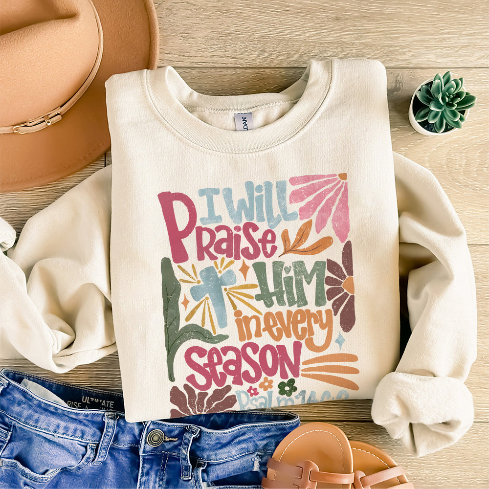 I will praise him in every season Png, Thanksgiving Png, Retro Fall Religious Png, Thankful Bible Verse Png, Christian Png Png Sublimation PNG0710 08 NPN