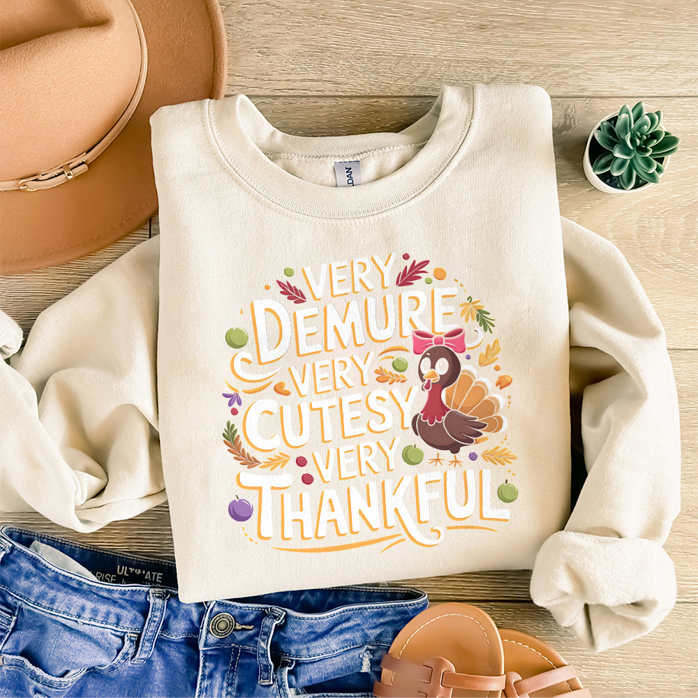 Very Demure Very Cutesy Very Thankful Png Svg, Cute Thanksgiving Png Svg, Turkey Png Svg, Turkey Png, Cutesy Thanksgiving, Thanksgiving S75 ZAA